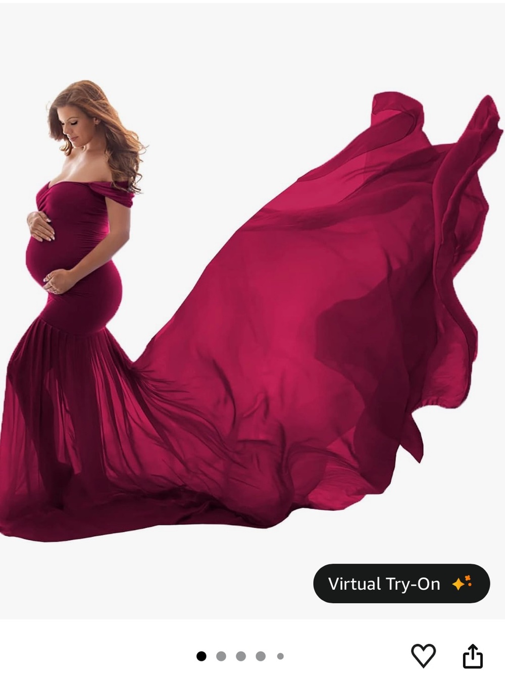 Off-Shoulder Maternity Gown in Deep Wine